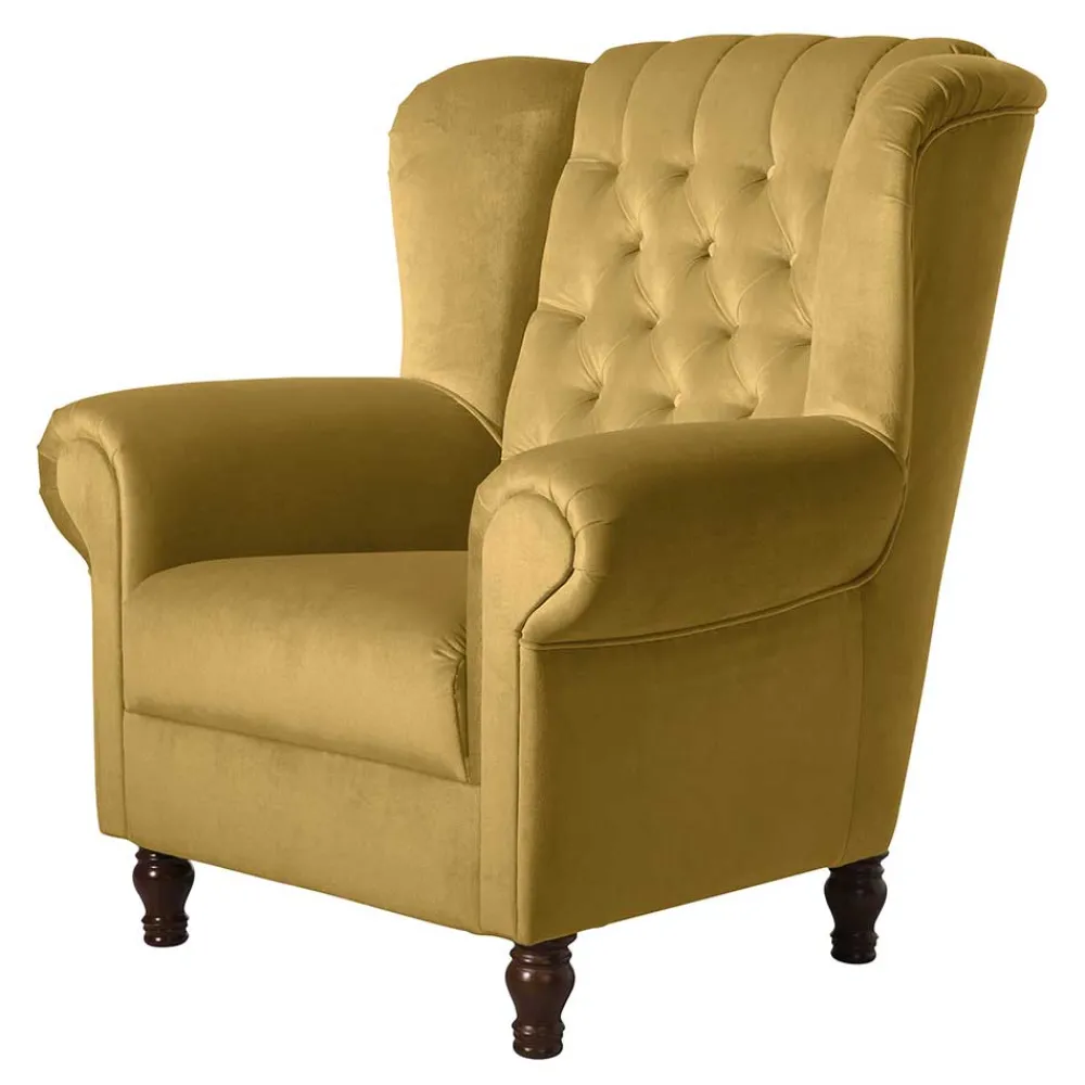 Wohnen Sessel<Chesterfield Ohrenbackensessel aus Samtvelours - Gregg