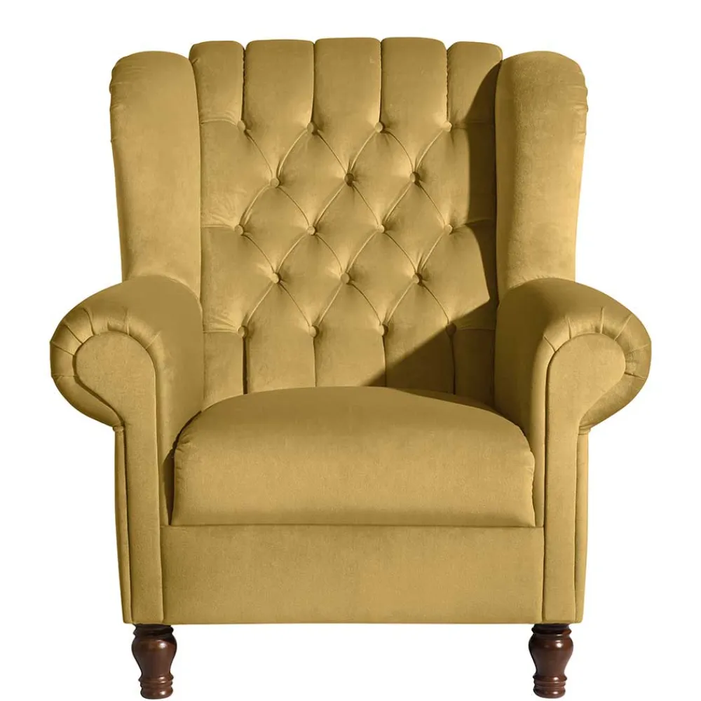 Wohnen Sessel<Chesterfield Ohrenbackensessel aus Samtvelours - Gregg