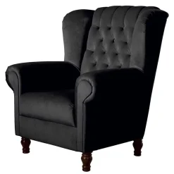 Wohnen Sessel<Chesterfield Ohrenbackensessel in Schwarz - Narissa