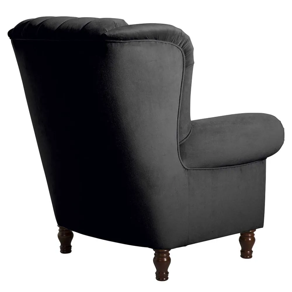 Wohnen Sessel<Chesterfield Ohrenbackensessel in Schwarz - Narissa