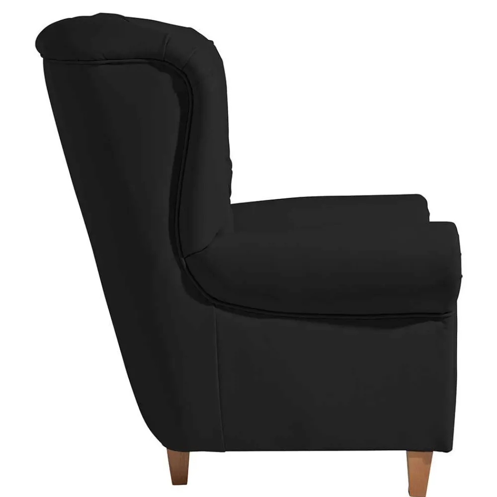 Wohnen Sessel<Chesterfield Polstersessel in Schwarz Kunstleder - Centurion