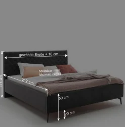 Wohnen Betten<Chesterfield Samtbett in Anthrazit - Satos