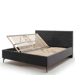 Wohnen Betten<Chesterfield Samtbett in Anthrazit - Satos