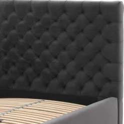 Wohnen Betten<Chesterfield Samtbett in Anthrazit - Satos