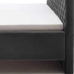 Wohnen Betten<Chesterfield Samtbett in Anthrazit - Satos