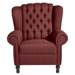 Wohnen Sessel<Chesterfield Sessel in Rot und Nussbaum - Giaz