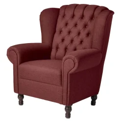 Wohnen Sessel<Chesterfield Sessel in Rot und Nussbaum - Giaz