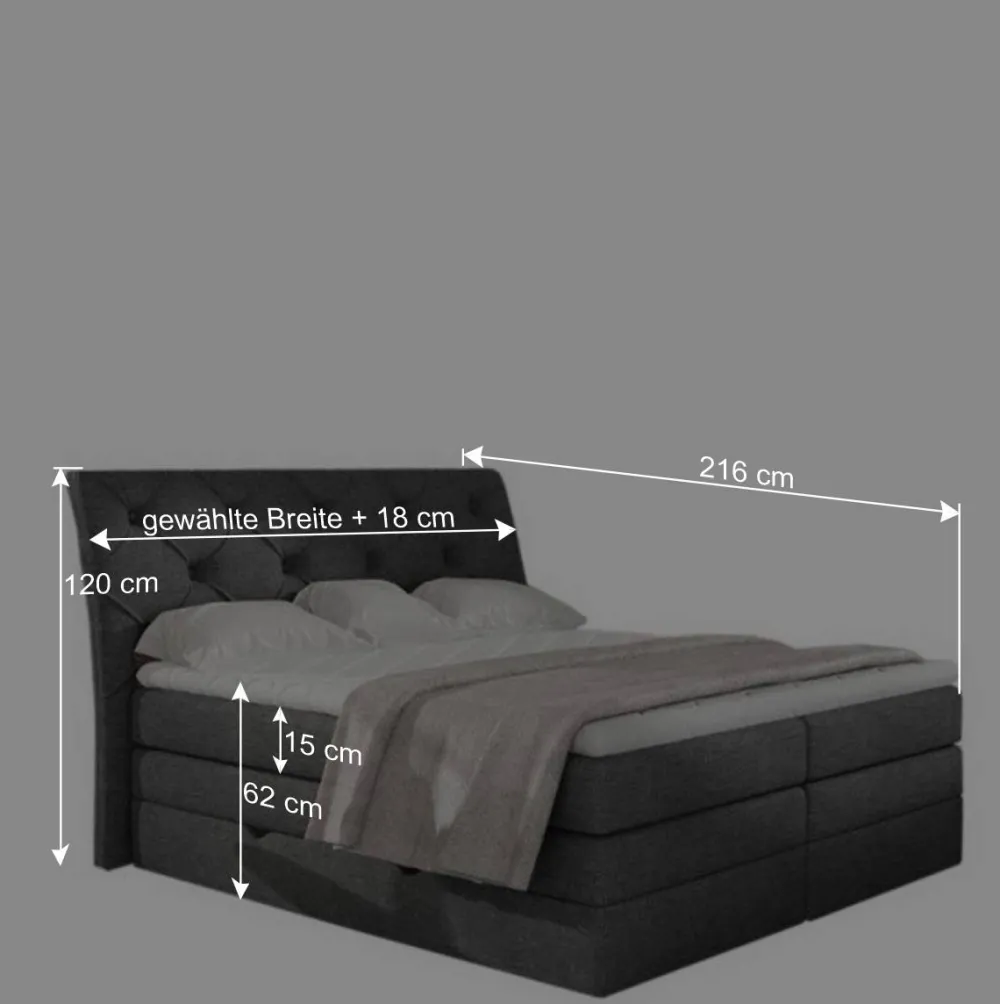 Wohnen Betten<Chesterfield Stauraum-Boxspringbett in Blau - Hillo