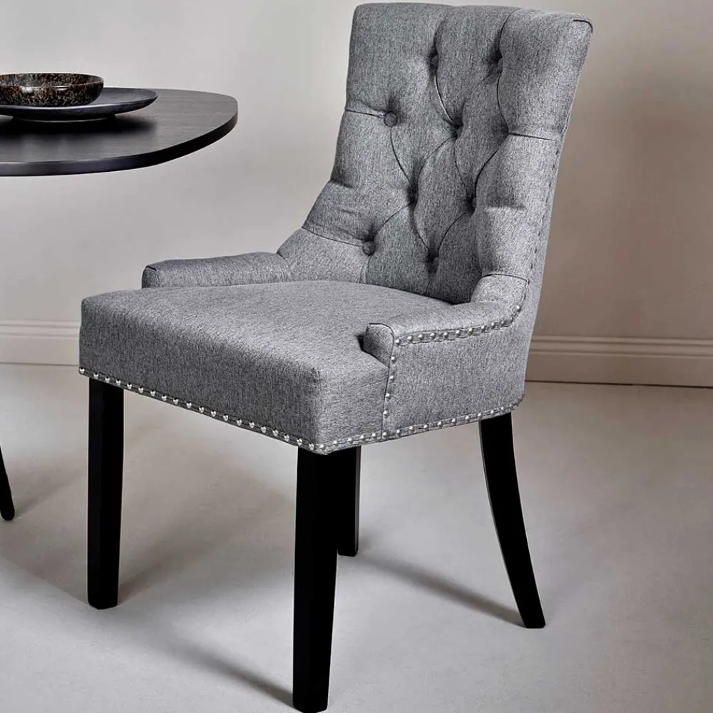 Wohnen Stühle<Chesterfield Stuhl in Grau meliert und Schwarz - Menton