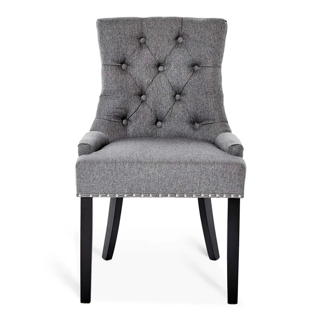 Wohnen Stühle<Chesterfield Stuhl in Grau meliert und Schwarz - Menton