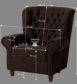 Wohnen Sessel<Chesterfield Velours-Sessel in Beigegrau - Georgetta