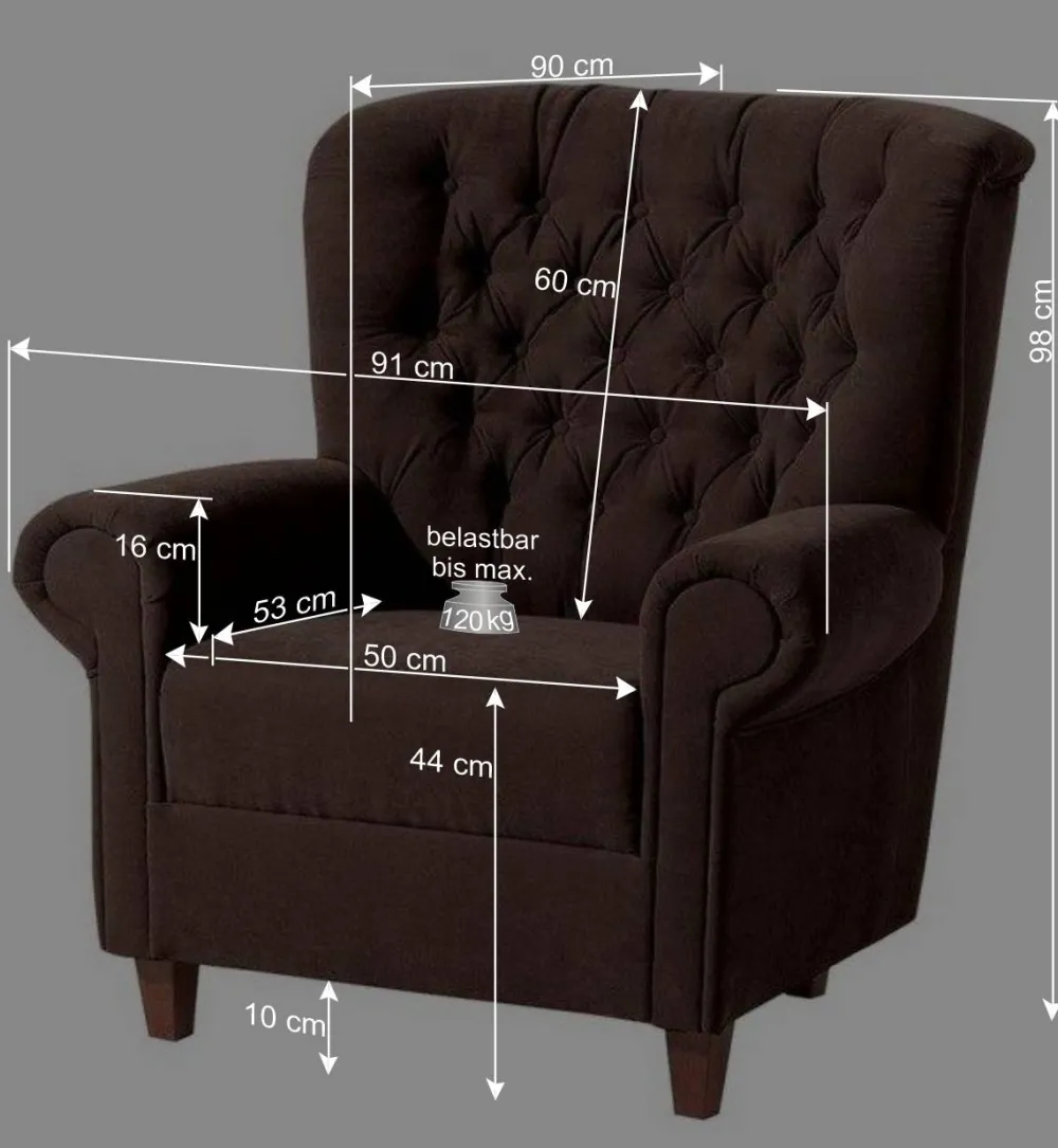 Wohnen Sessel<Chesterfield Velours-Sessel in Beigegrau - Georgetta