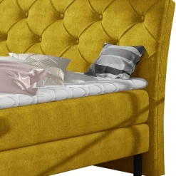 Wohnen Betten<Chesterfieldbett in Currygelb Stoff - Friscura