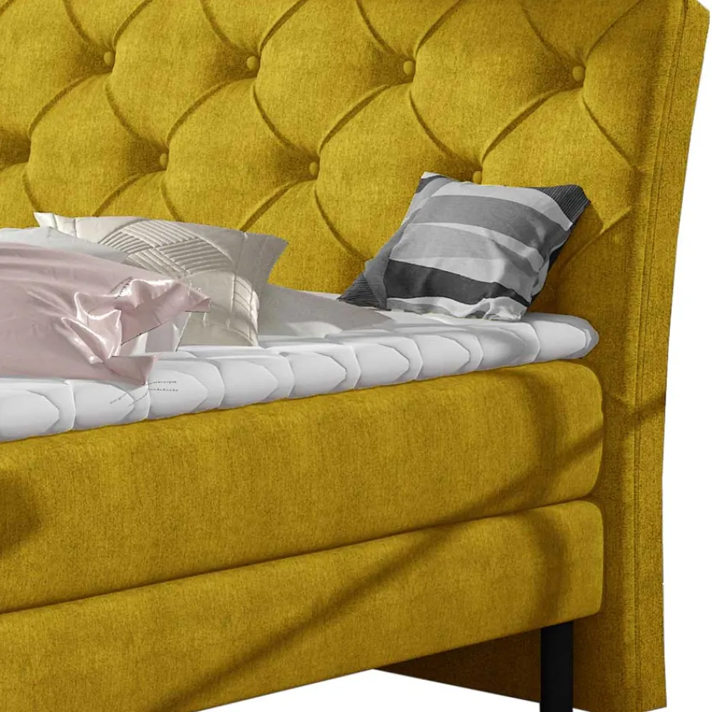 Wohnen Betten<Chesterfieldbett in Currygelb Stoff - Friscura