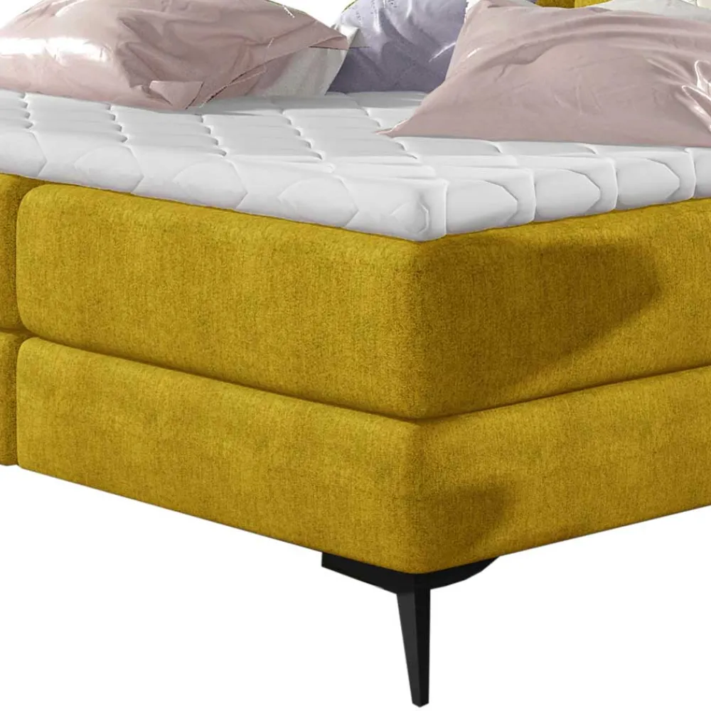 Wohnen Betten<Chesterfieldbett in Currygelb Stoff - Friscura