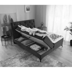 Wohnen Betten<Chesterfieldbett in Currygelb Stoff - Friscura