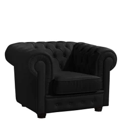 Wohnen Sessel<Chesterfield-Sessel in Schwarz Kunstleder - Riscos
