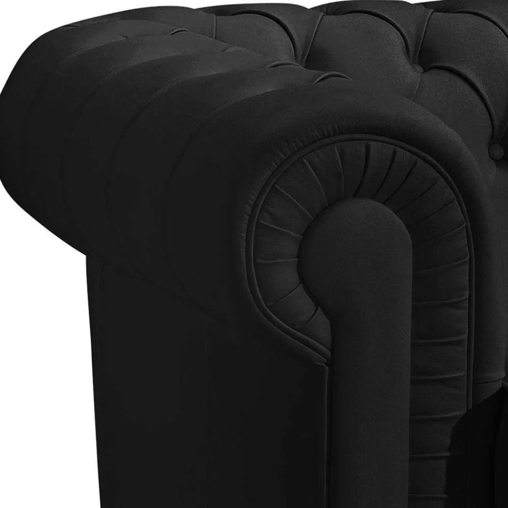 Wohnen Sessel<Chesterfield-Sessel in Schwarz Kunstleder - Riscos