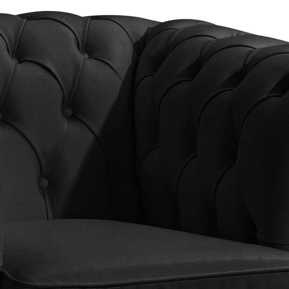 Wohnen Sessel<Chesterfield-Sessel in Schwarz Kunstleder - Riscos