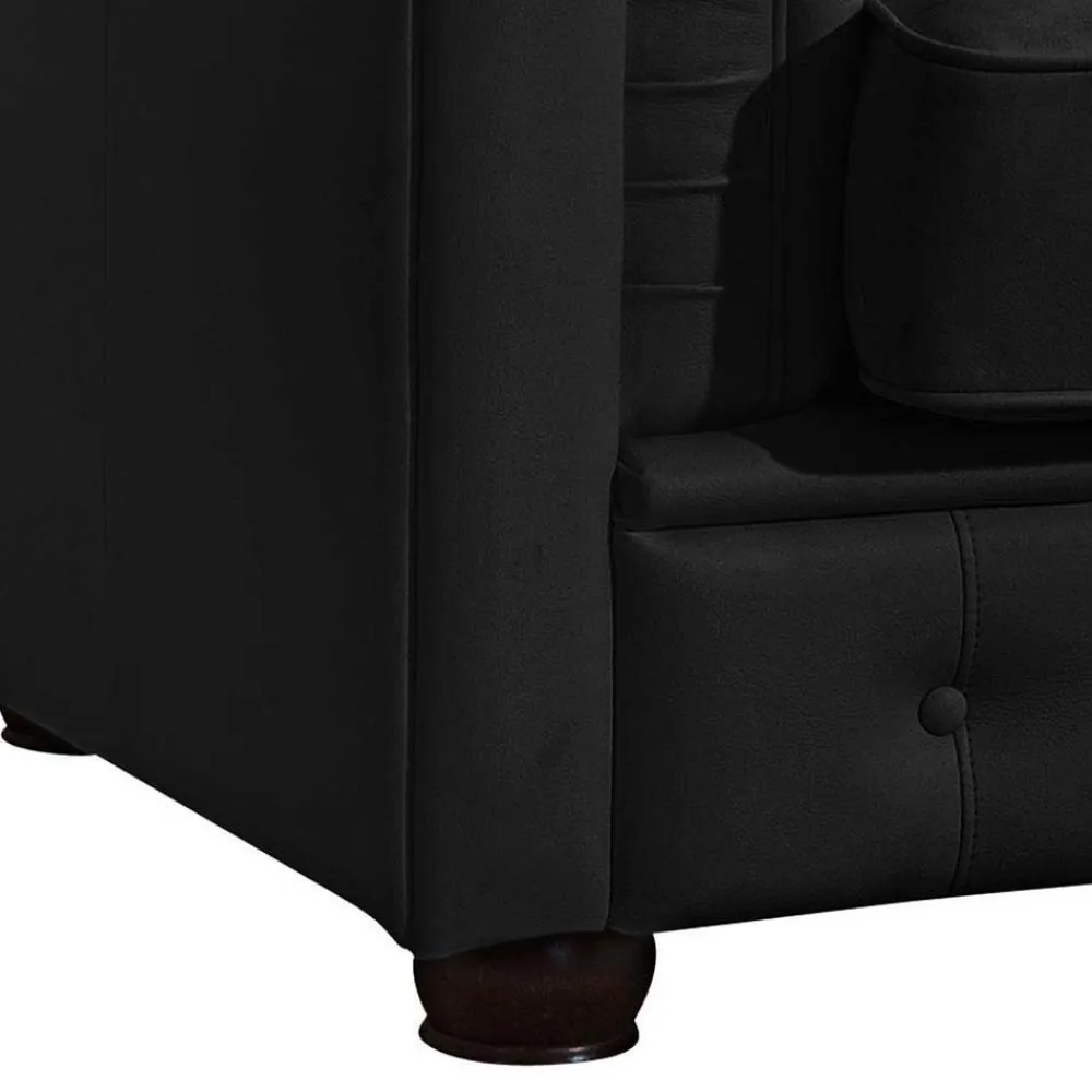 Wohnen Sessel<Chesterfield-Sessel in Schwarz Kunstleder - Riscos