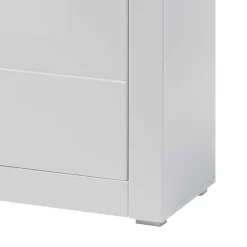 Wohnen Highboards|Vitrinen<100cm breite Vitrine in Weiß Hochglanz Mextra mit Beton Dekor abgesetzt