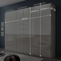 Wohnen Kleiderschränke<296cm breiter Design Kleiderschrank 6-türig - Pascan