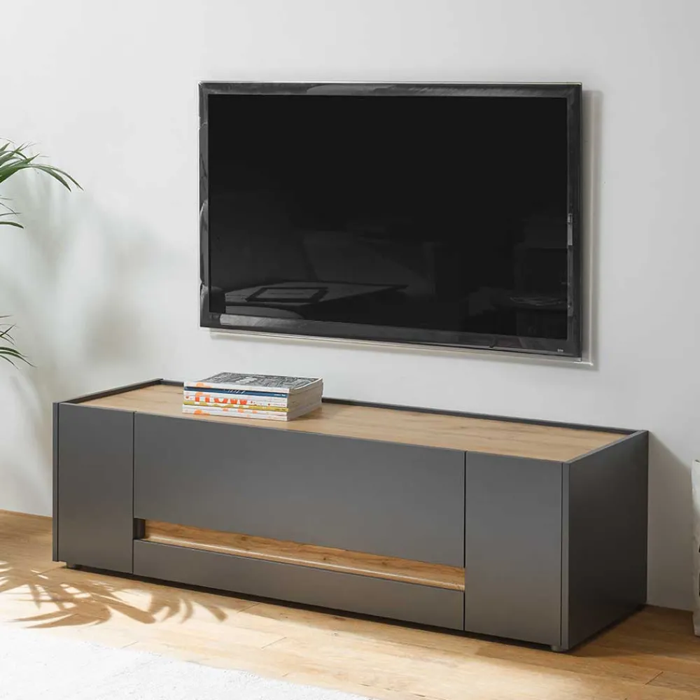 Wohnen Tv & Hifi-Möbel|Lowboards<140cm breiter TV Unterschrank in Anthrazit - Ahilav