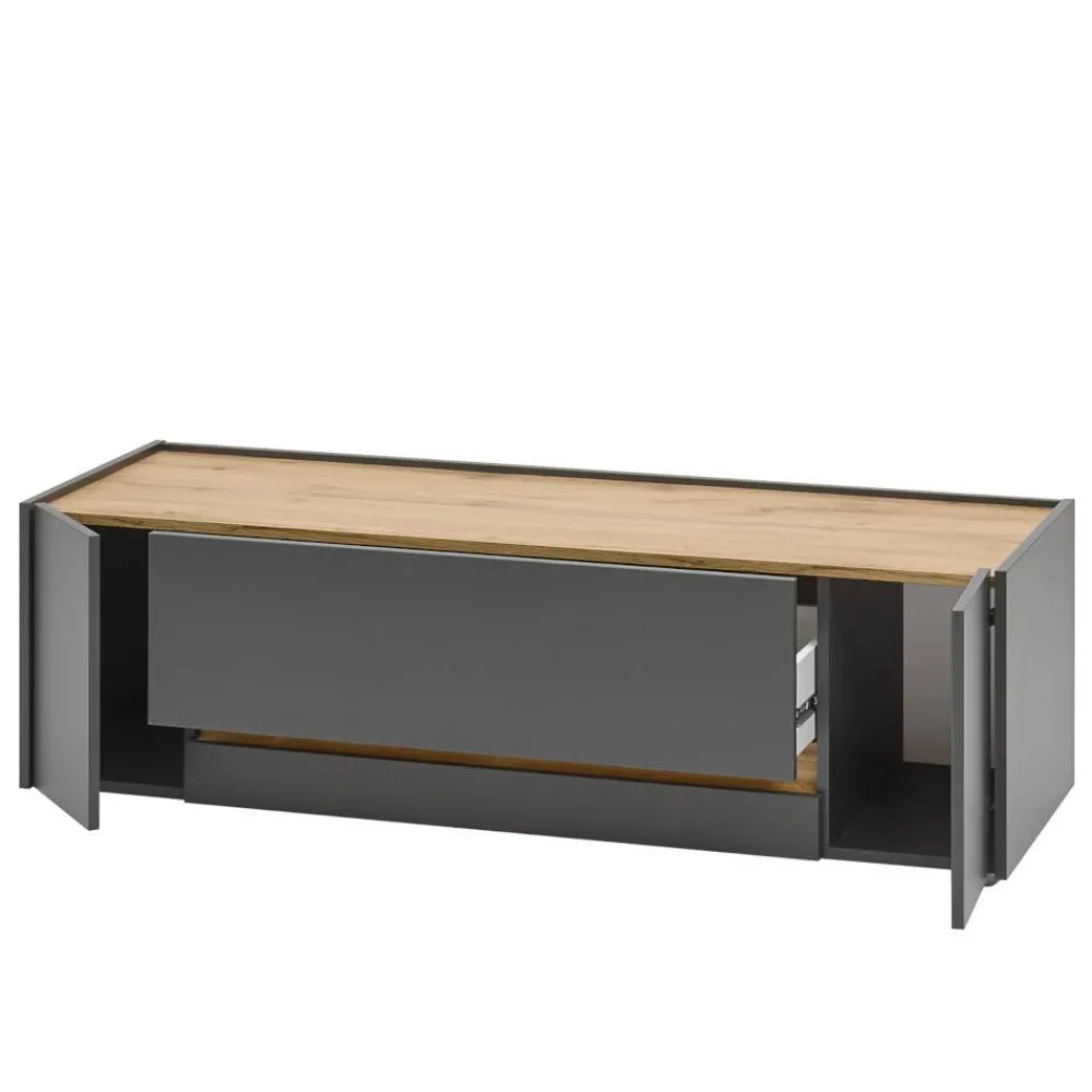 Wohnen Tv & Hifi-Möbel|Lowboards<140cm breiter TV Unterschrank in Anthrazit - Ahilav