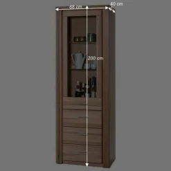 Wohnen Vitrinen<68cm breiter Vitrinenschrank in Kernbuche - Uhelia