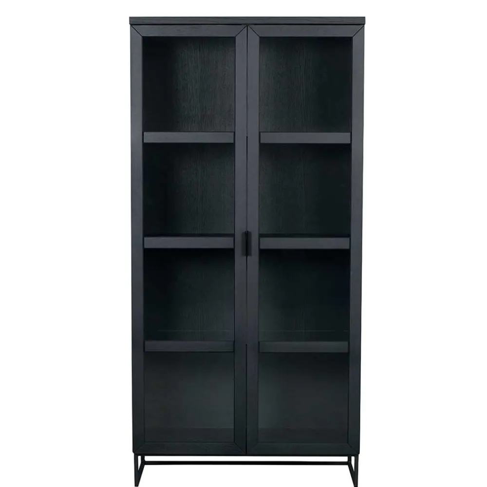 Wohnen Vitrinen|Schränke<195cm hohe Industry Vitrine in Schwarz - Meciva