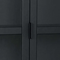 Wohnen Vitrinen|Schränke<195cm hohe Industry Vitrine in Schwarz - Meciva