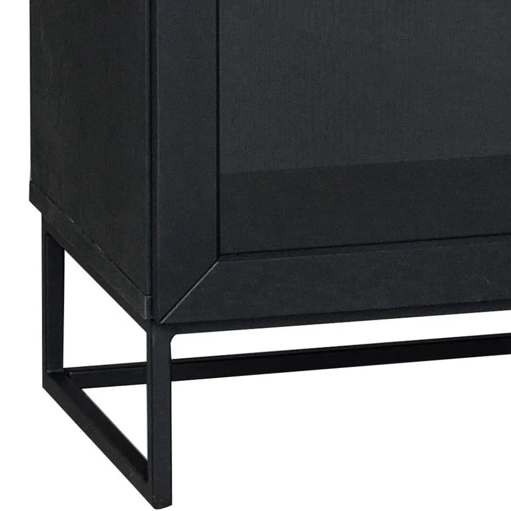 Wohnen Vitrinen|Schränke<195cm hohe Industry Vitrine in Schwarz - Meciva