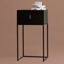 Wohnen Kommoden<74cm hohe Nachtkonsole in Schwarz lackiert - Fronco