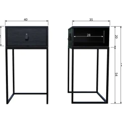 Wohnen Kommoden<74cm hohe Nachtkonsole in Schwarz lackiert - Fronco