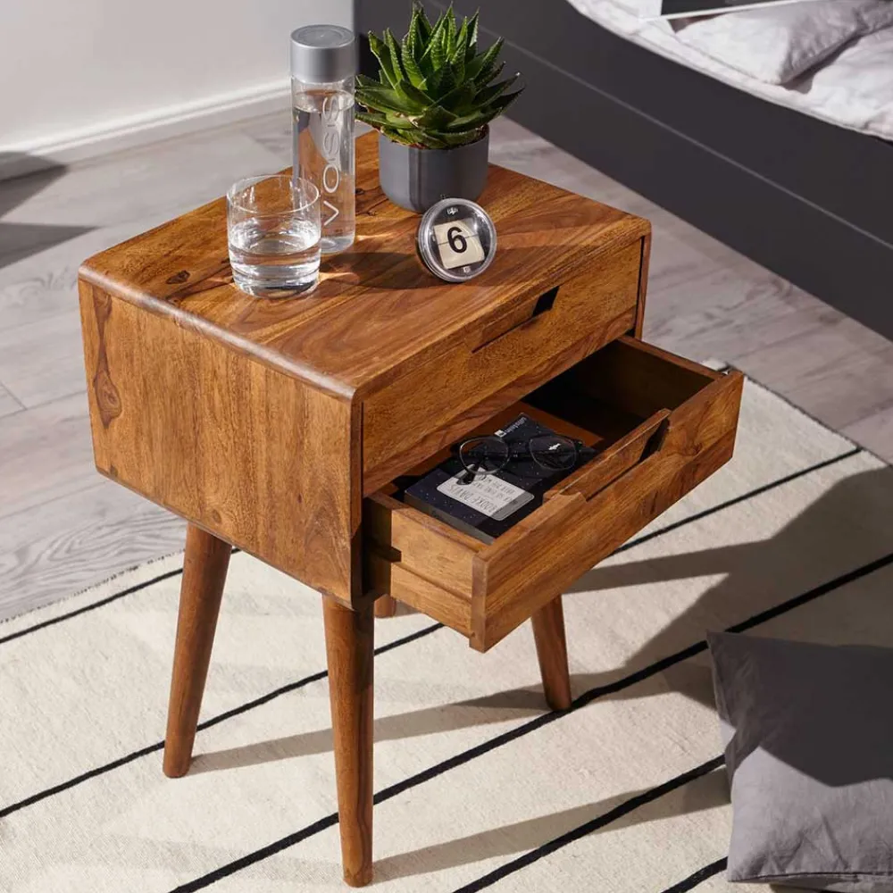 Wohnen Kommoden<66cm hohe Retro Nachtkommode aus Holz - Verlago