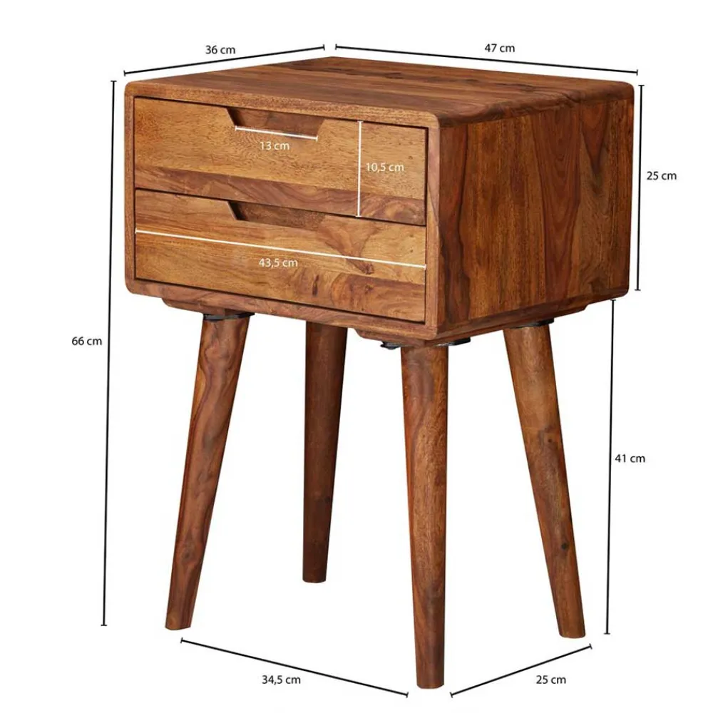 Wohnen Kommoden<66cm hohe Retro Nachtkommode aus Holz - Verlago