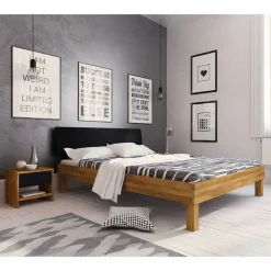 Wohnen Betten<210cm Holzbett & Nachttische - Olbysca (dreiteilig)