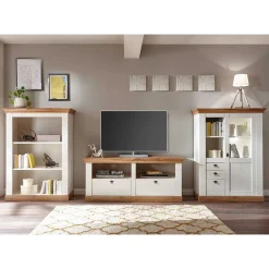 Wohnen Wohnwände<356cm Landhaus Wohnwand Set - Diatara (dreiteilig)