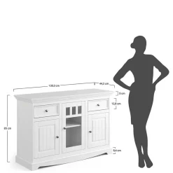 Wohnen Sideboards<130cm Landhauskommode mit Glaseinsatz - Manipur