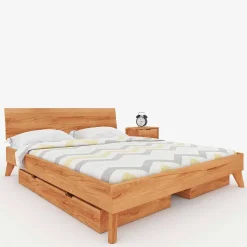 Wohnen Betten<220cm langes Bett aus geölter Kernbuche - Junola VI