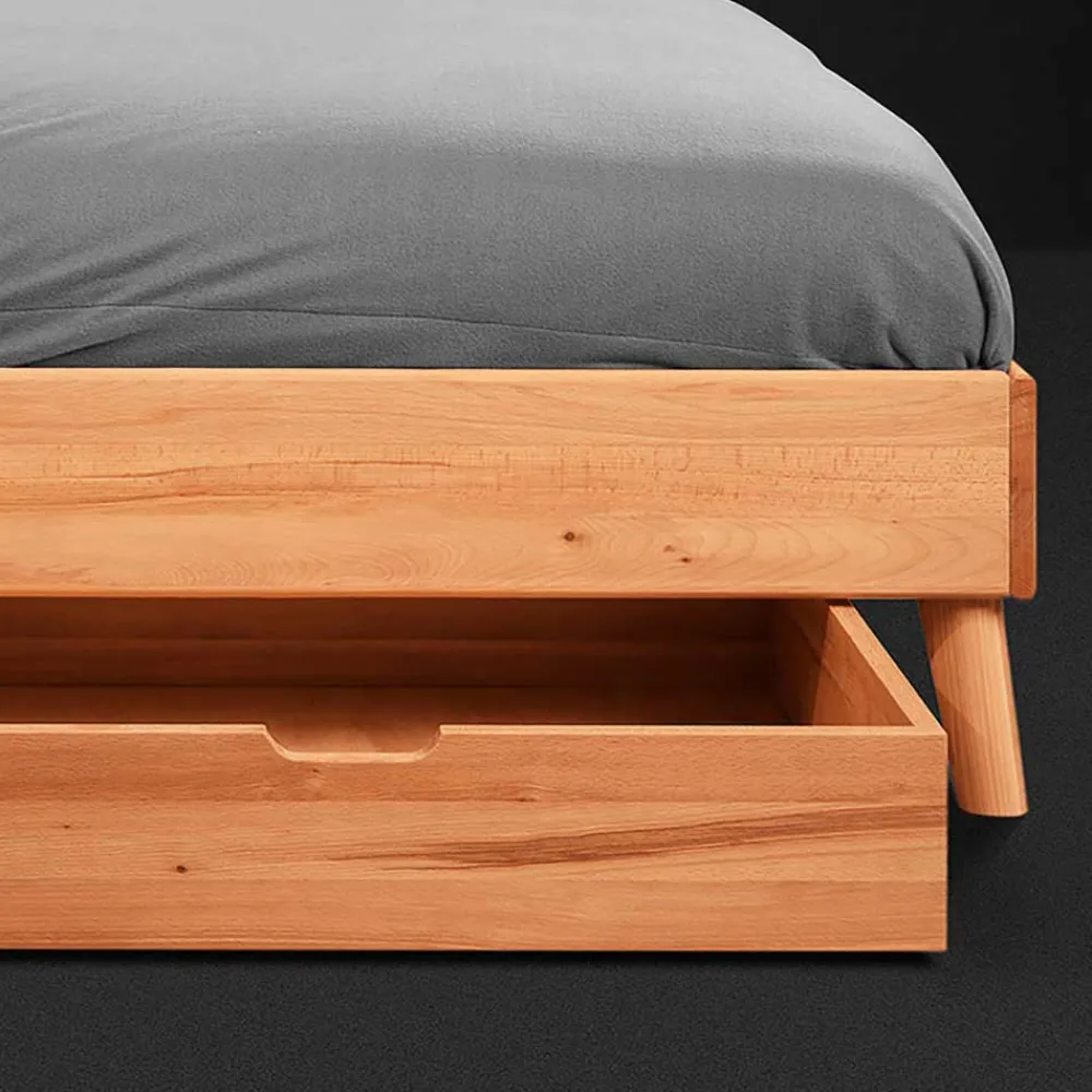 Wohnen Betten<220cm langes Bett aus geölter Kernbuche - Junola VI