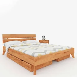 Wohnen Betten<210cm langes Doppelbett Gestell aus Holz - Junola