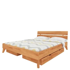 Wohnen Betten<210cm langes Doppelbett Gestell aus Holz - Junola