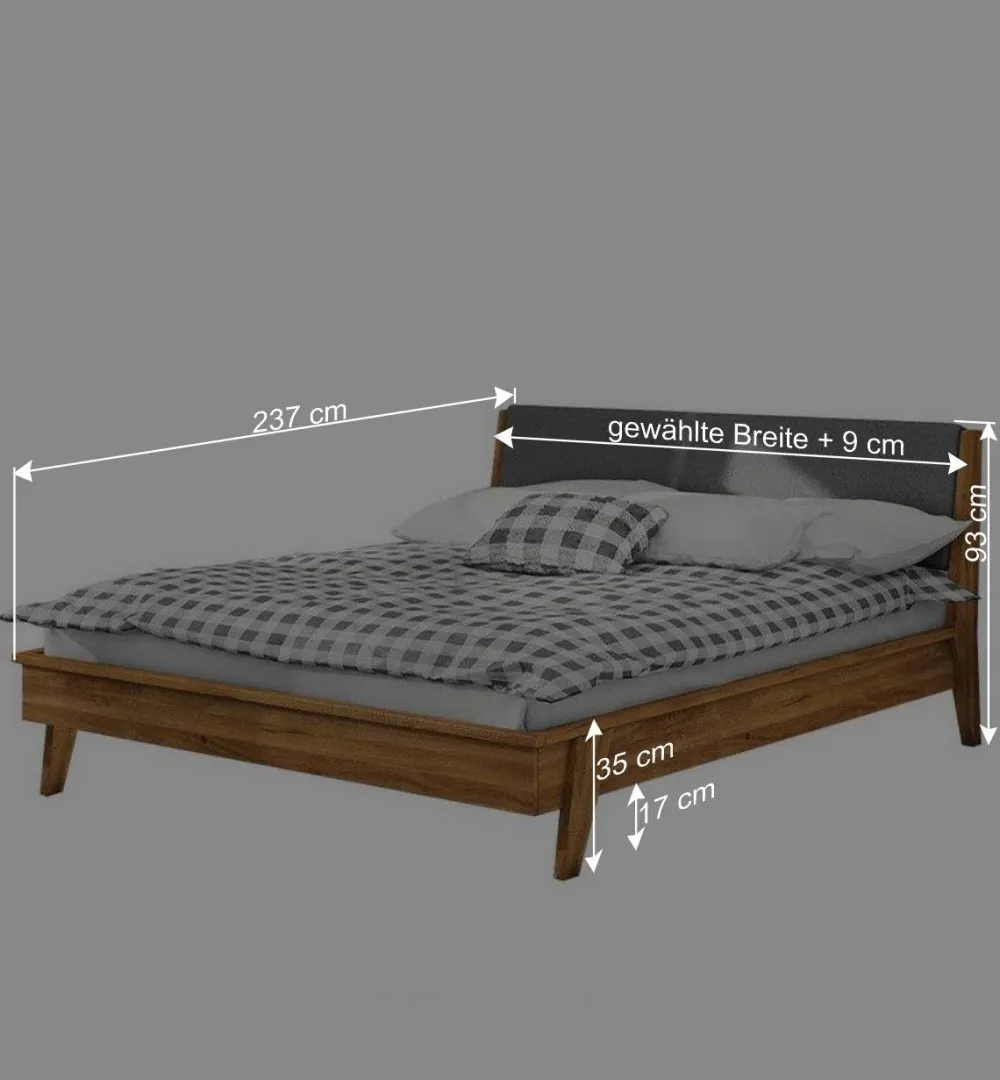 Wohnen Betten<220cm langes Wildeiche Bett im Retrostil - Hardus