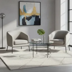 Wohnen Tische<60cm runder Couchtisch mit Glasplatte - Prakto