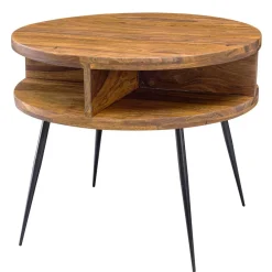 Wohnen Tische<60cm runder Wohnzimmer Beistelltisch aus Sheesham - Pastilla