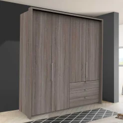 Wohnen Kleiderschränke|Schränke<200cm Schlafzimmerschrank mit Folierung Holzoptik - Crenba