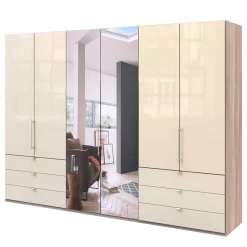 Wohnen Kleiderschränke|Schränke<300cm 3-türiger Falttürenschrank mit Spiegel - Rativian