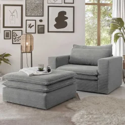 Wohnen Sessel<Cord Polstersessel mit Hocker Set - Tessina (zweiteilig)