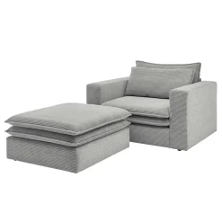 Wohnen Sessel<Cord Polstersessel mit Hocker Set - Tessina (zweiteilig)